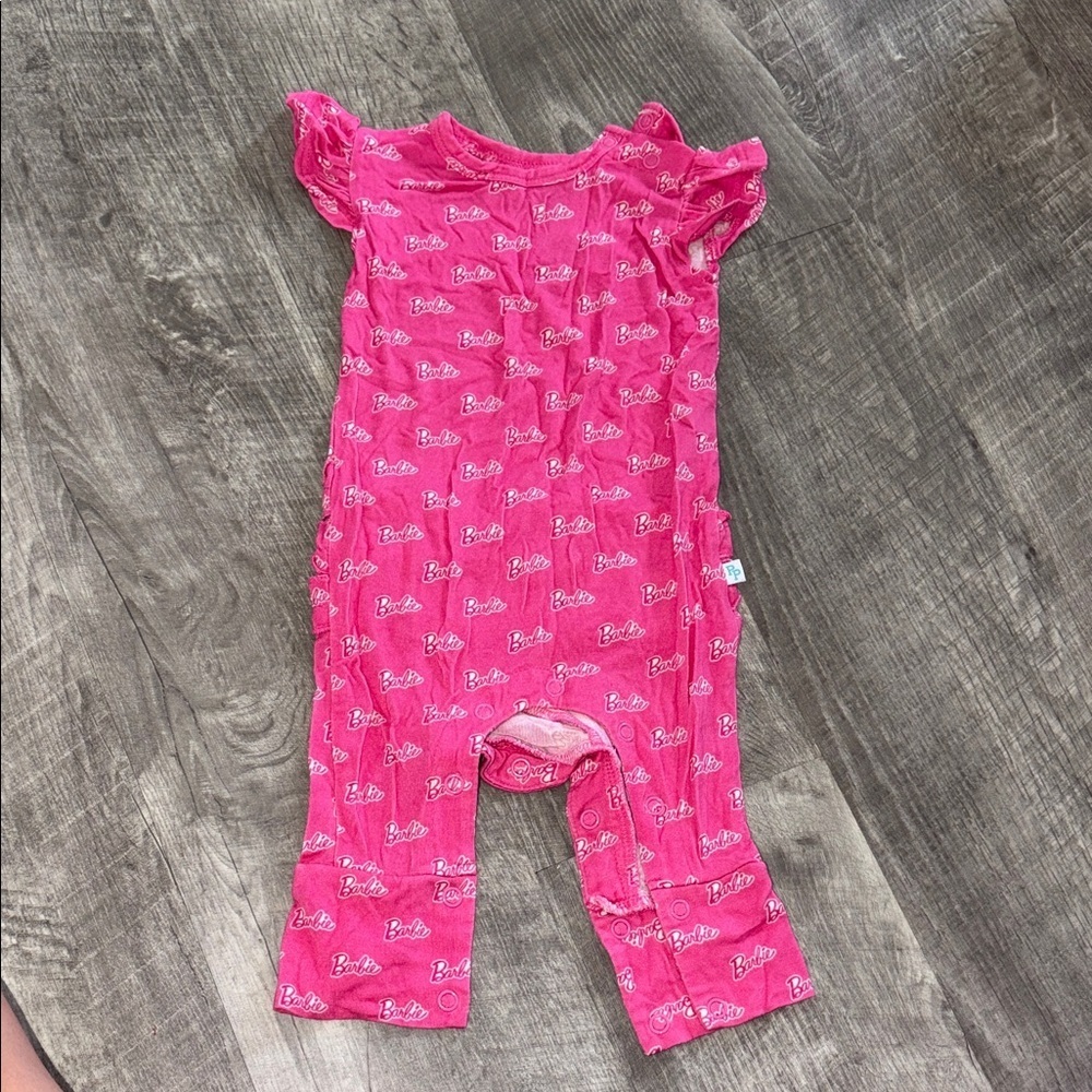 Posh Peanut x Barbie Pink Ruffled Jumpsuit 0-3M